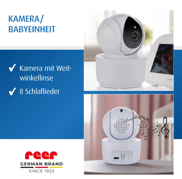 Infrarot-Nachtsichtfunktion der Reer BabyCam XL Move Kamera für gestochen scharfe Schwarz-Weiß-Bilder im völlig abgedunkelten Kinderzimmer.